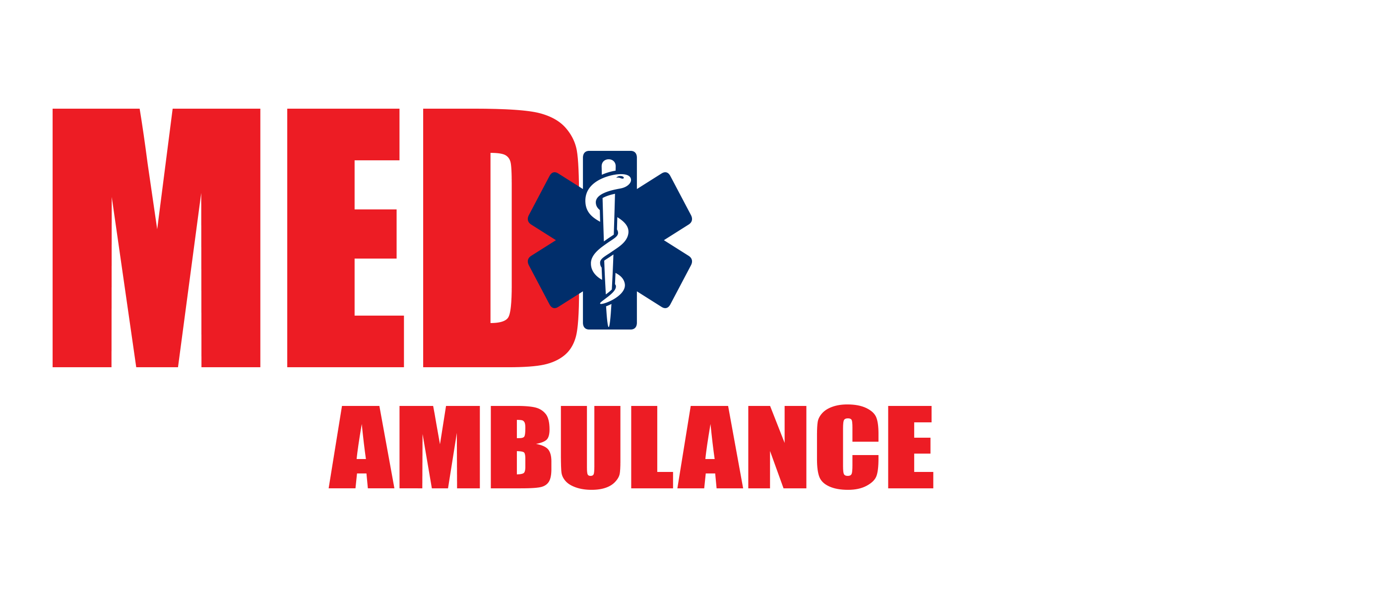The logo of medtrek ambulance in red and white with transparent background